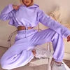 S-XXL Women's Winter Sportswear Set Oversized Hoodie and Sweatpants Solid Color Above Knee Length Casual Short Tops.                            M.Esk