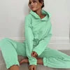 S-XXL Women's Winter Sportswear Set Oversized Hoodie and Sweatpants Solid Color Above Knee Length Casual Short Tops.                            M.Esk