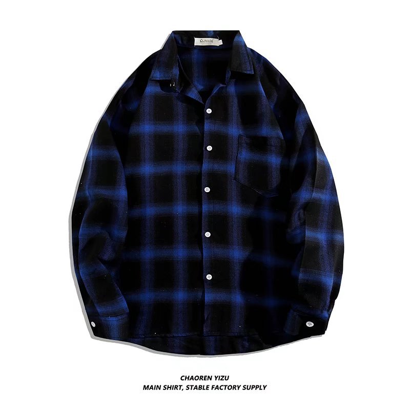 Letter printed plaid shirt men's spring and summer fast hand online celebrity same slim-fit long sleeve shirt thin coat fashion.          M.Esk