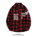 Letter printed plaid shirt men's spring and summer fast hand online celebrity same slim-fit long sleeve shirt thin coat fashion.          M.Esk