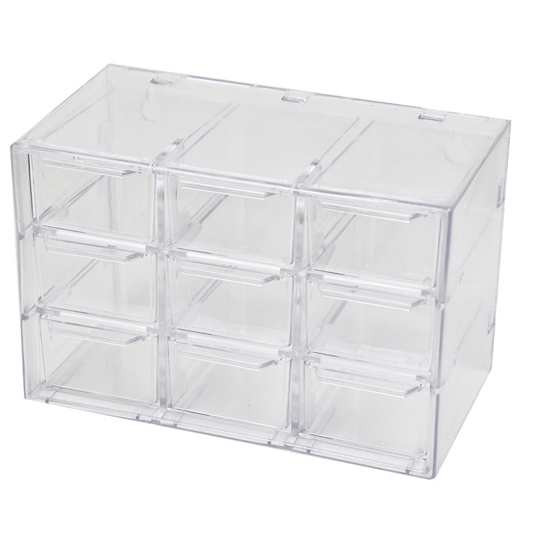 Transparent Jiugongge six-grid dustproof drawer storage box stationery jewelry 12-grid cosmetics Desktop Storage.              M.Esk