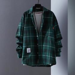 Letter printed plaid shirt men's spring and summer fast hand online celebrity same slim-fit long sleeve shirt thin coat fashion.          M.Esk