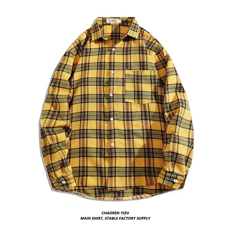 Letter printed plaid shirt men's spring and summer fast hand online celebrity same slim-fit long sleeve shirt thin coat fashion.          M.Esk
