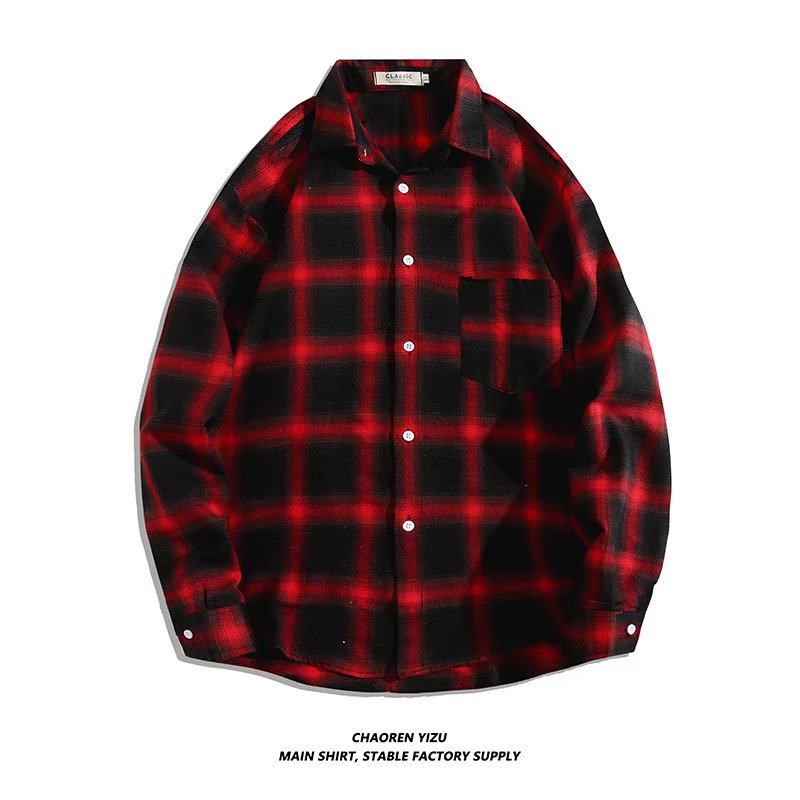 Letter printed plaid shirt men's spring and summer fast hand online celebrity same slim-fit long sleeve shirt thin coat fashion.          M.Esk