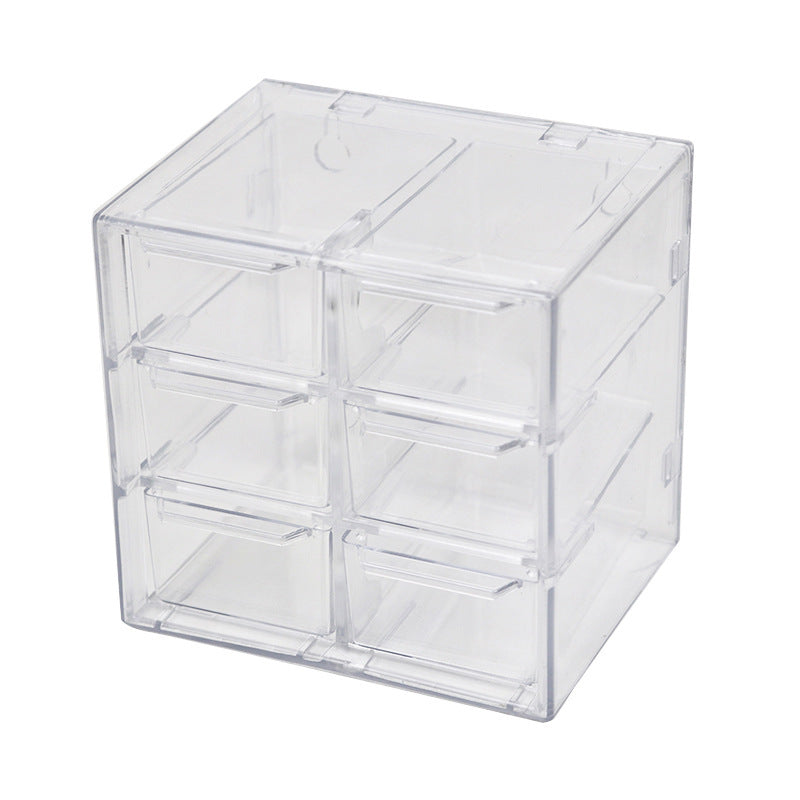 Transparent Jiugongge six-grid dustproof drawer storage box stationery jewelry 12-grid cosmetics Desktop Storage.              M.Esk