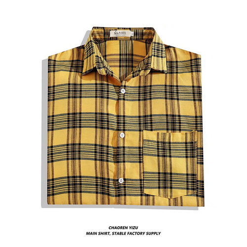 Letter printed plaid shirt men's spring and summer fast hand online celebrity same slim-fit long sleeve shirt thin coat fashion.          M.Esk