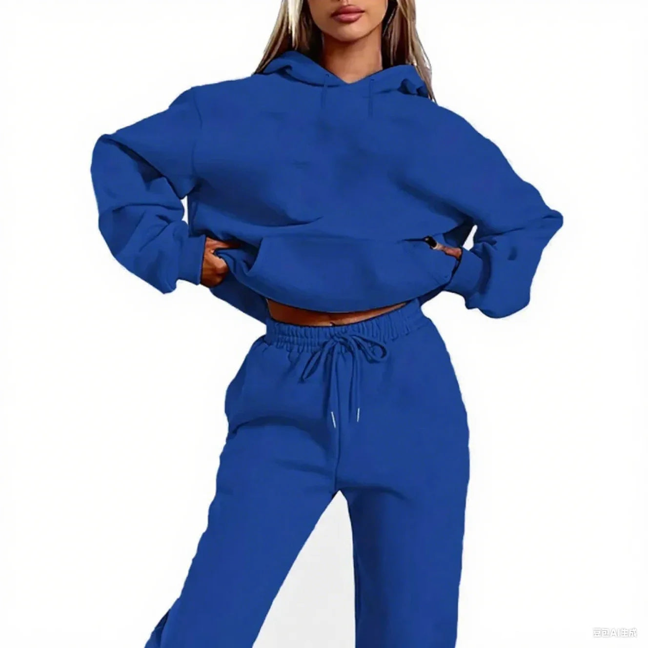 Winter Tracksuit Women Two Piece Set - Oversized Hoodie Sweatpants Solid Color Sportswear Suit |Casual Sweatshirt Trouser Set.                              M.Esk