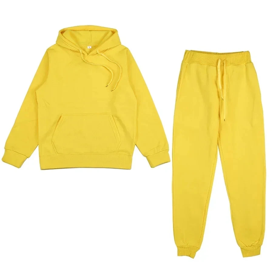 Women's Oversized Tracksuit Set Warm Autumn Fashion Hoodie Sweatshirts & Long Pants Casual Two-Piece Solid Hoody Pullover Outfit.                                                                                                M.Esiki