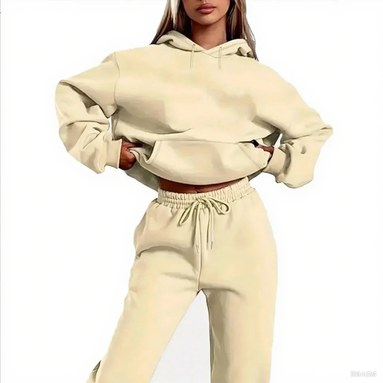 Unisex Autumn Winter Hoodie and Joggers Set Casual Sports Outfit for Men Women.                                                  PIPOCA